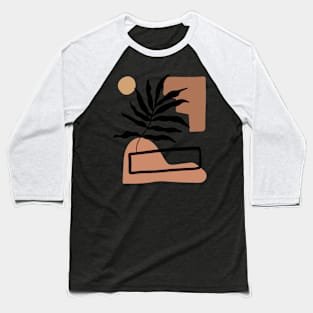 Minimal Modern  Abstract Shapes  leave  Warm Tones  Design Baseball T-Shirt